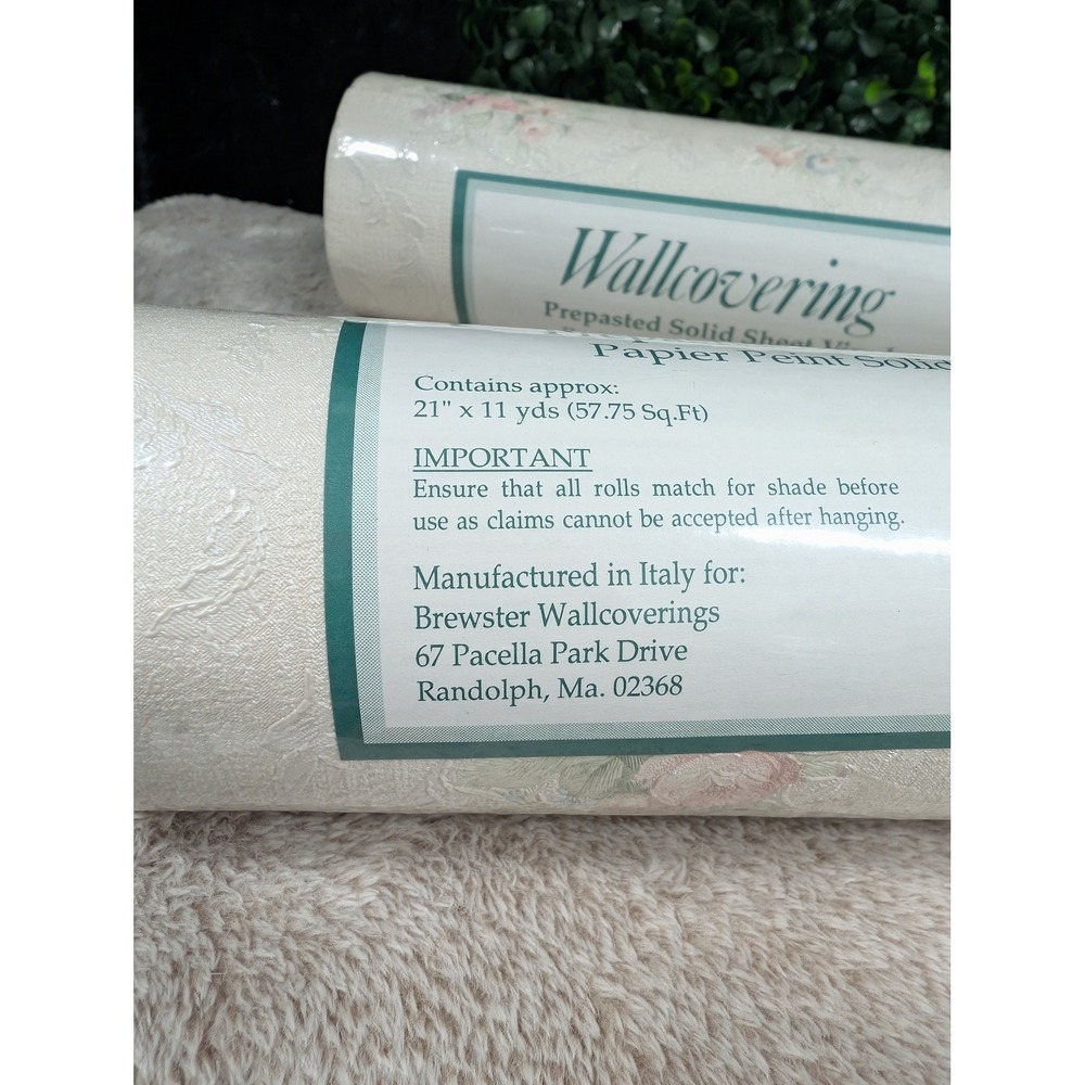 Brewster Wallcoverings Floral Embossed Vinyl Wallpaper 2 Rolls Made in Italy - Picture 4 of 10